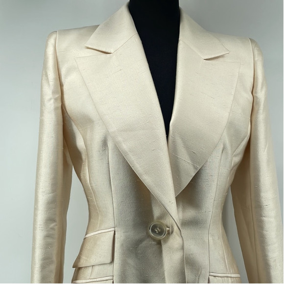 Badgley Mischka blazer suit jacket champagne cream Color Sheen event bridal sz 6 - Picture 6 of 14